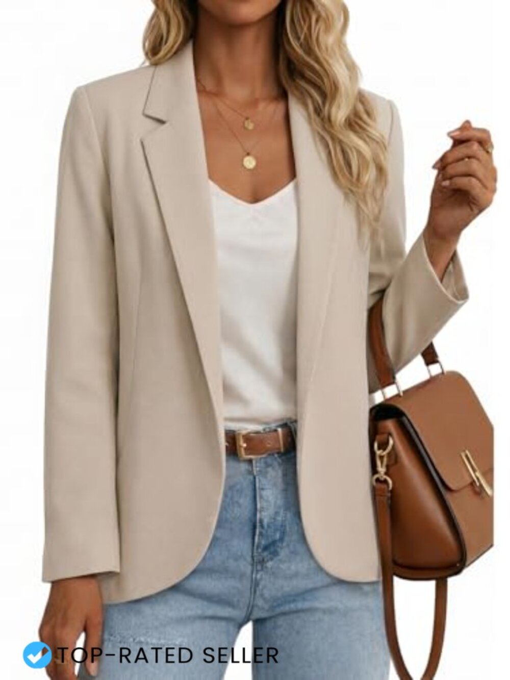 Women's Open Front Blazer Lightweight Casual Work Jacket